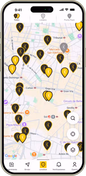 InPost app open on the smartphone with Find your Pickup Point or Locker