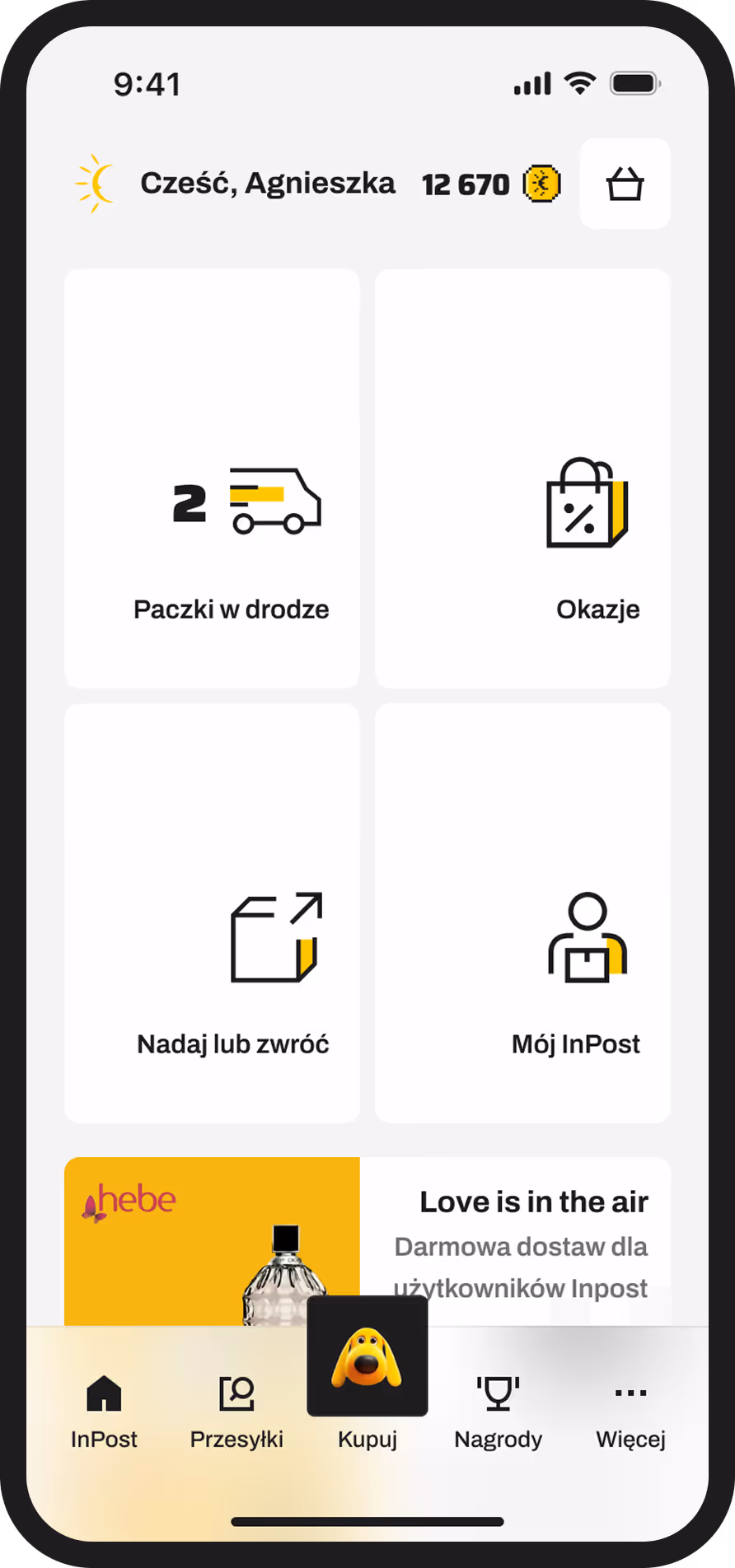 A aplicação InPost abre-se no teu smartphone com uma lista dos pacotes que estás prestes a receber e informações sobre eles.